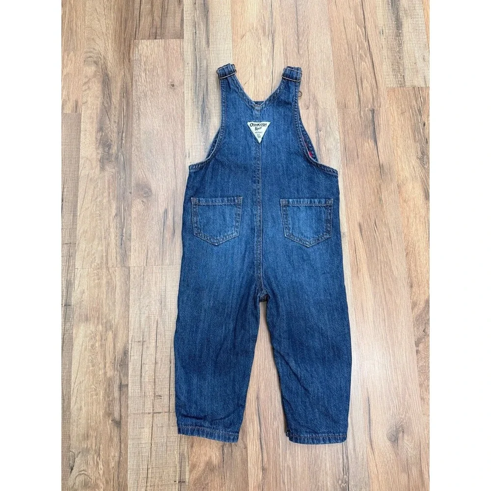OshKosh‎ B'gosh Girls Denim Overalls Lined Buffalo Plaid – 18M